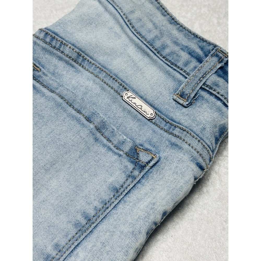 KanCan Jeans Womens 24x28 Blue Mid Rise Ankle Skinny Distressed Raw Hem Denim